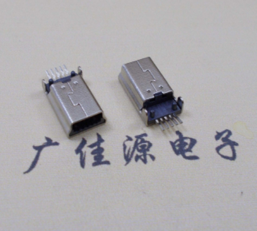 德州MINI USB公头 5pin端子贴板带柱 10.7mm体长