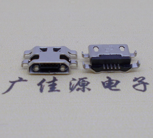 德州micro usb5p连接器 反向沉板1.6mm四脚插平口