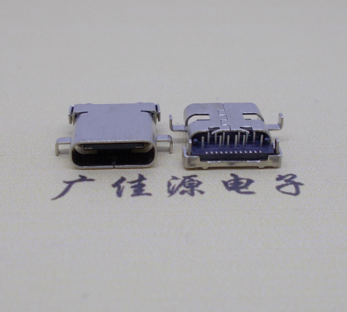 德州卧式沉板usb 3.1 type-c24p母座,端前插后贴smt连接器