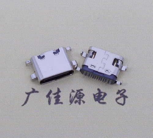 德州type c16p沉板母座破板0.8mm/1.0mm/1.2mm/1.6mm四脚插板端子SMT总体长度L=6.5mm