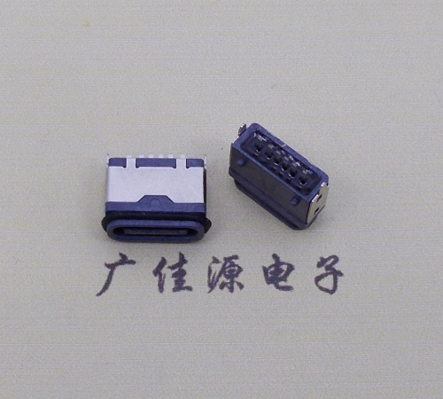 德州usb type c6p防水立插母座两脚插带定位柱