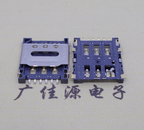 德州掀盖手机卡座nano sim 1.5h 6pin超薄双用插卡贴片式