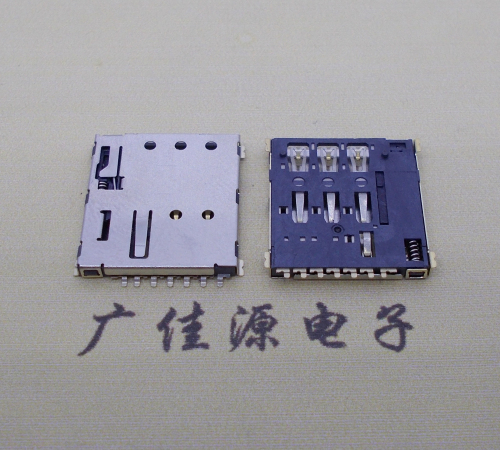 德州NANO SIM 自弹式卡座 1.37H 带CD测试7Pin 手机卡座连接器